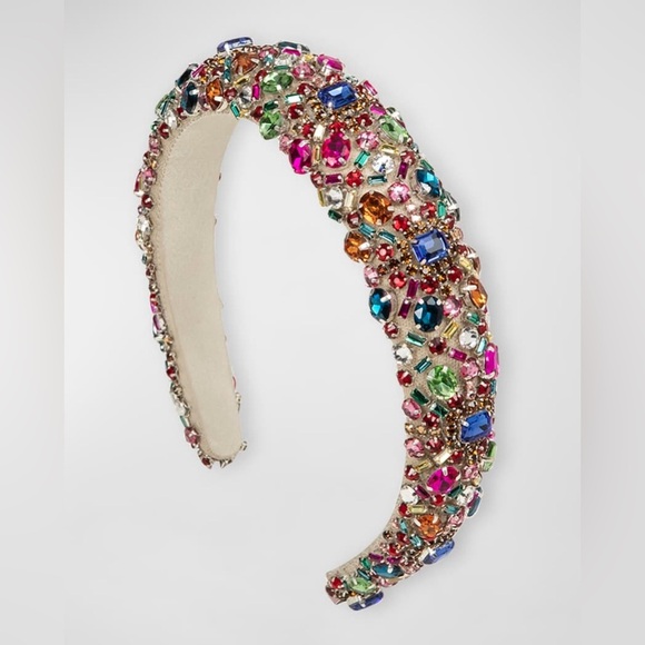 Jennifer Behr Accessories - Jennifer Behr Mimi Embellished Headband colorful rainbow silk jewels